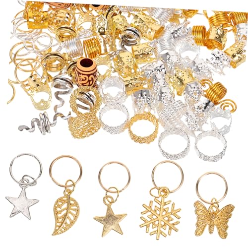 WOONEKY 146stücke Teiliges Dreadlock Haarschmuck Für Damen Metallische Zopfringe Und Clips Dekoration Von Zöpfen Und Dreadlocks Einfach Anzubringen Entfernen von WOONEKY