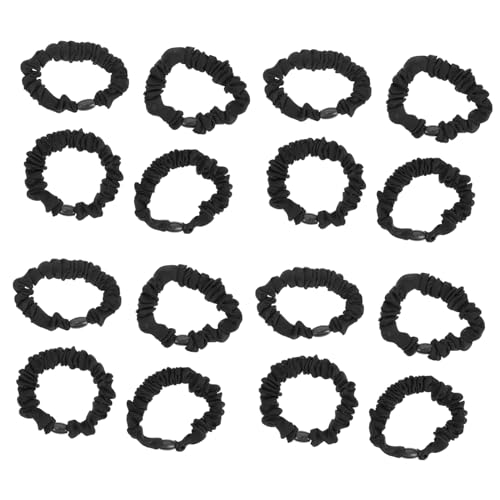 WOONEKY 15stücke Schwarze Haargummis Aus Satin Für Damen Elastische Haarbänder Bequem Und Stylisch Passend Für Jede Frisur Und Jeden Anlass von WOONEKY