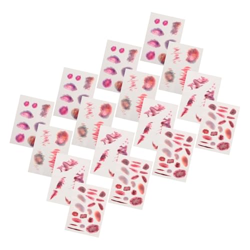 WOONEKY 16 Blatt Teiliges Halloween Temporäre Tattoos Gesichtstattoos Realistische Narben Bluterguss Aufkleber Für Zombie Kostüm Masquerade Party Karneval von WOONEKY