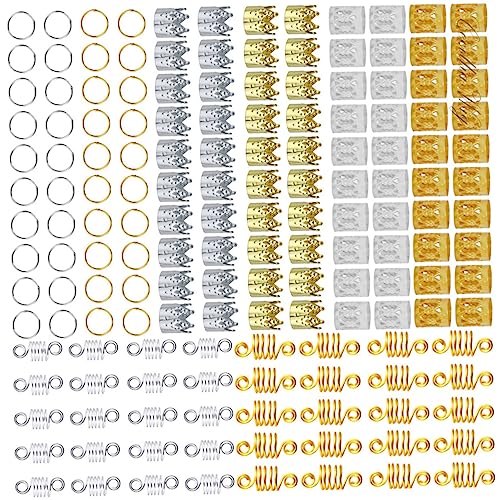 WOONEKY 160stücke Haarschmuck Ringe Spiralförmige Dread Beads Und Haar Cuffs Für Zöpfe Bunte Haar Charms Für Frauen Haarschmuck Für Alltag Und Besondere Anlässe von WOONEKY