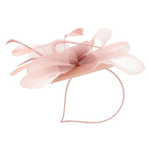 WOONEKY Vintage Haarschmuck Für Frauen Eleganter Fascinator Haarreif Ockerfarbe Für Hochzeiten Teepartys Und Besondere Anlässe Stilvolles Accessoire Mit Federn Und Zarter Netzstruktur von WOONEKY