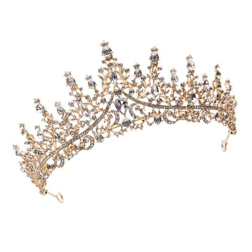 WOONEKY 1Stk Brautkrone haarschmuck haircharm birthday crown haarsschmuck Tanzkrone Hochzeit Schmuck Strass Prinzessin Stirnband Geburtstagskrone Braut elegante Krone Legierung Golden von WOONEKY