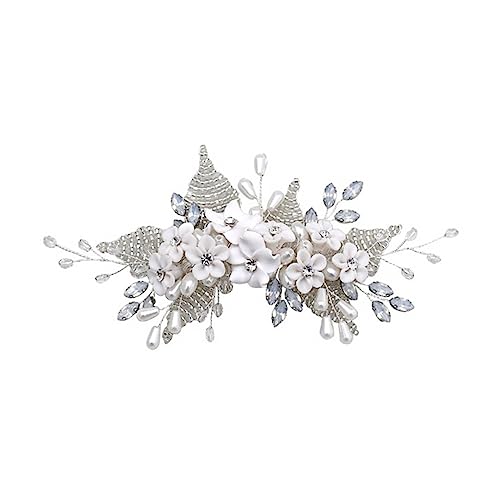 WOONEKY Luxuriöses Damen-stirnband Mit Blumen-haarkamm Eleganter Kopfschmuck Für Hochzeitsfeiern von WOONEKY