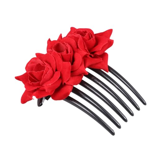 WOONEKY 1stück Haar Comb Simulation Blüten Haarschmuck Für Frauen Und Mädchen Eleganter Haaraccessoire Für Hochzeiten Festivals Und Besondere Anlässe Rot von WOONEKY