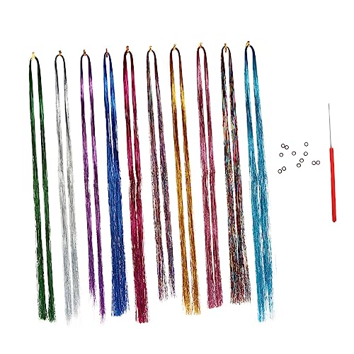 WOONEKY 1satz Hair Extensions Mit Bunten Haarsträhnen Teiliges Mit Häkelnadel Für Nahtlose Haarverlängerung Für Partys Cosplay Und Täglichen Stil von WOONEKY