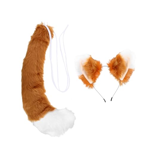 WOONEKY 1satz Katzen Und Fuchsohren Haarreif Mit Tierische Kopfbedeckung Für Karneval Kostümpartys Und Festivals Bequemes Plüschiges Design Für Erwachsene von WOONEKY