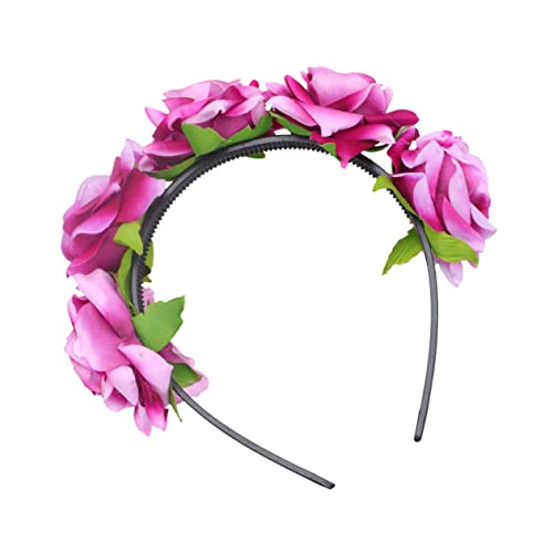 WOONEKY 1stk Haarreifen Blumen-haarschmuck Kreative Kopfbedeckung Hochzeitskopfschmuck Für Die Braut Brautjungfer Kopfschmuck Frauen Kopfschmuck Rose Fräulein Rosa Blumenkopfschmuck von WOONEKY