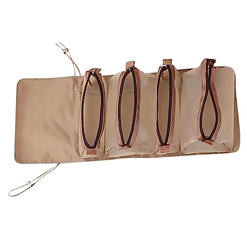 WOONEKY Tragbarer Kosmetik Organizer Mit Vier Fächern Faltbarer Reisebeutel Für Make-up Und Toilettenartikel Geräumige Und Praktische Aufbewahrungstasche in Gelb von WOONEKY