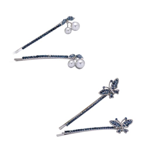 WOONEKY 2 Paare Damen Haarspangen Schmetterling Haarklammern mit Strasssteinen Funkelnde Haarschmuck Accessoires für Frauen und Mädchen Geeignet für Partys und Festliche Anlässe von WOONEKY