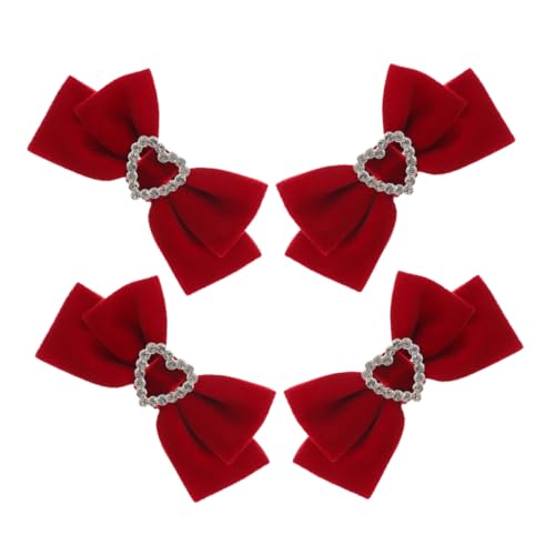 WOONEKY 2 Paare Große Schleifen Haarspangen für Mädchen Dekorative Haarklammern Rot Rutschfeste und Sichere Haaraccessoires für Besondere Anlässe und Alltagslook von WOONEKY