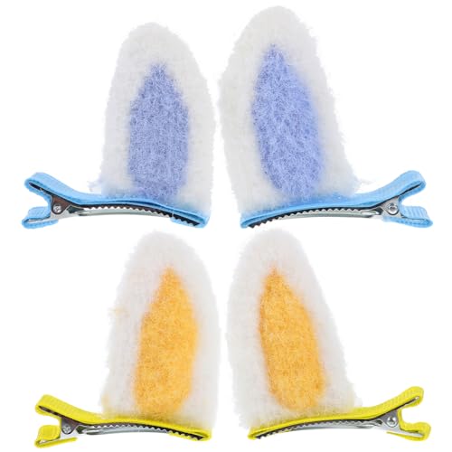 WOONEKY 2 Paar Häschen Haarspangen Kawaii Haar Accessoires für Mädchen Plüsch Kaninchenohr Haarspangen Süßer Haarschmuck für Kinder Weihnachts Accessoire von WOONEKY