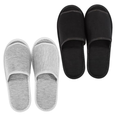 WOONEKY 2 Paare Portable Einweg Hausschuhe Leicht und Faltbar Unisex Reise Slipper für Hotel Spa Schlafzimmer Bequeme Stoff Pantoffeln für Damen und Herren von WOONEKY