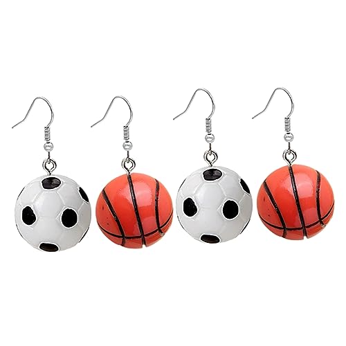 WOONEKY 2 Paare Sportliche Mini Ohrringe Resin Basketball und Fußball Farbenfrohe Dangle Ohrringe für Frauen Leichte und Bequeme Ohrschmuck für Festivals und Sportliebhaber WOONEKY 2 Paare Sportliche Mini Ohrringe Resin Basketball und Fußball Farbenfrohe Dangle Ohrringe für Frauen Leichte und Bequeme Ohrschmuck für Festivals und Sportliebhaber von WOONEKY