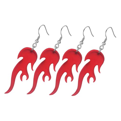 WOONEKY 2 Paare Transparente Feuer Ohrhänger Damen Punk Acryl Flammen Design Leicht und Auffällig für Party Cosplay Halloween Schmuck von WOONEKY