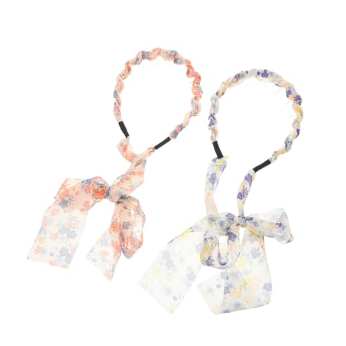 WOONEKY 2 STÜCK Blumenband Haarbänder mit Schleife Verstellbare Weiche Sanft zu Haar Vielseitig als Haarschmuck oder Halstuch Komfortabel für Alltag Hochzeit Besondere Anlässe von WOONEKY