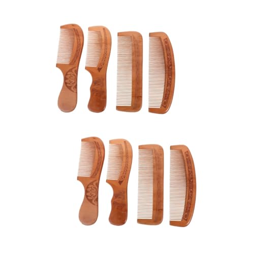 WOONEKY 2 Sätze Fein Gezahnter Kamm Für Männer Holz Haar Styling Kamm Naturholz Keine Haken Bürste 4 Stück * 2 von WOONEKY