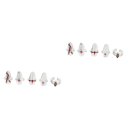 WOONEKY 2 Sätze Nagelring Mädchen klingeln Fingerdekor für Frauen Ringschmuck tischläufer weihnachten rolf zuckowski weihnachten Fingerspitzenring Frauen Ring Zinklegierung Weiß von WOONEKY