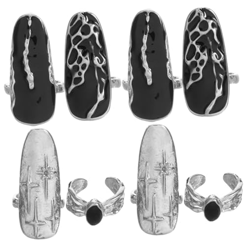 WOONEKY 2sätze Verstellbare Fingertip Ringe Nail Art Charms Zubehör Party Prop Unregelmäßig Design Charms Für Frauen von WOONEKY