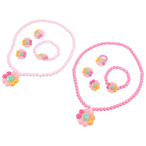 WOONEKY 2 Sätze Teiliges Set Cartoon Blumen Halskette und Armband für Mädchen Schmuckset für Partys aus Hochwertigem Süßes Design für Unvergessliche Erinnerungen von WOONEKY