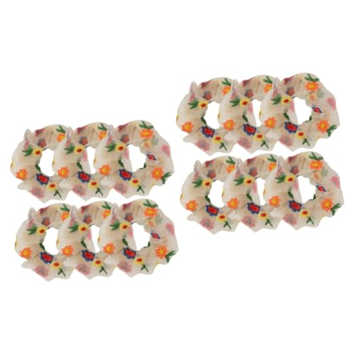 WOONEKY 12stücke Elastische Haargummis Mit Stickerei-blumen Atmungsaktive Haaraccessoires Für Frauen Für Pferdeschwänze Duttfrisuren Und Lässige Styles von WOONEKY