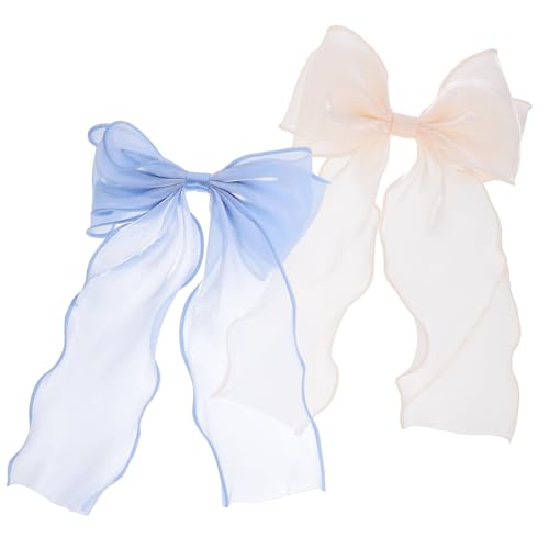WOONEKY 2 Stck Frühling Haarclips mit Großem Schleifen Design Leichte und Sichere Haarklammern für Damen und Mädchen Dekorative Haarschmuck Clips in Champagner und Blau für Partys und von WOONEKY