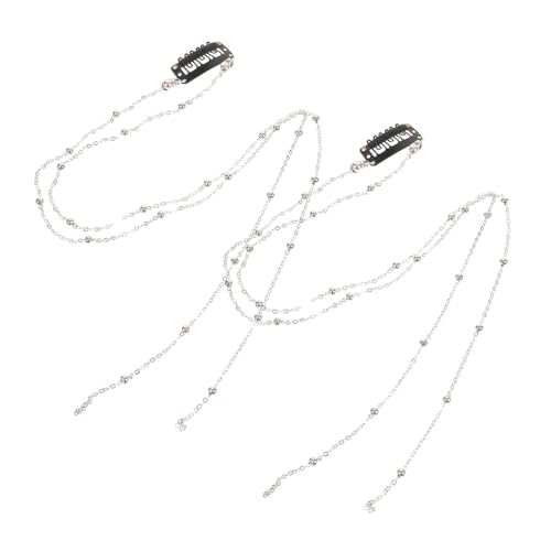 WOONEKY 2 Stck Perlen Haarkette Teilig Dekorative Haarketten für Zöpfe Modischer Haarschmuck für Mädchen Eleganter Haar Accessoire Schmuck für Festliche Anlässe und Alltag von WOONEKY