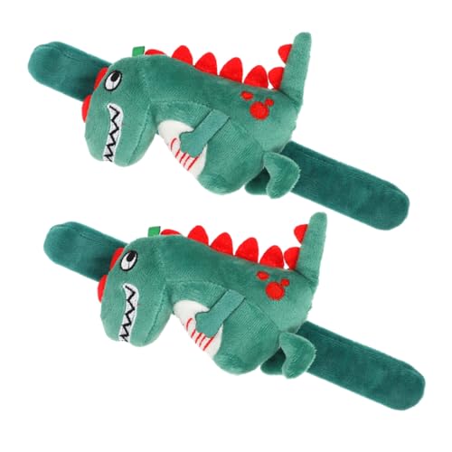 WOONEKY 2 Stck Plüsch Dinosaurier Schnapparmband Slap Armband Kuscheliges Tiermotiv Partygeschenk Kindergeburtstag Geschenkidee für Jungen Mädchen von WOONEKY
