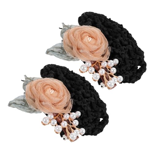 WOONEKY 2stücke Blumen Haarnetz Clip Mit Haarnetz Für Damen Und Mädchen Blumen-haar-clip Mit Für Frauen Mit Für Stewardess Und Alltag von WOONEKY