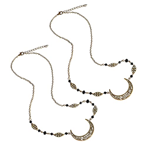 WOONEKY 2stücke Bohemische Kopfketten Mit Hollow Mond Anhänger Kopfbedeckungen Haarschmuck Für Damen Mädchen Party Hochzeit Kostüm Accessoires Geschenke von WOONEKY