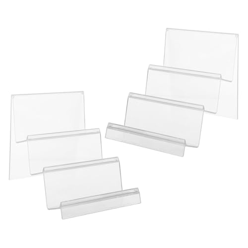 WOONEKY 2 Stück Acryl Displayständer Transparenter Organizer mit Trapezförmiger Struktur Stabiler Aufsteller für Geldbörsen Taschen Kosmetik Handy Kompakt Modern für Zuhause und Büro von WOONEKY