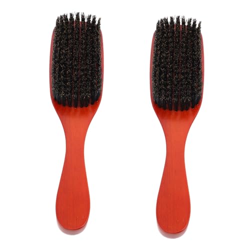 WOONEKY 2 Stück Bartbürste aus Holz mit Wildschweinborsten für Männer Pflege und Stylingwerkzeug für Dickes Haar Sanfte Anwendung für Bart und Haarkreationen von WOONEKY