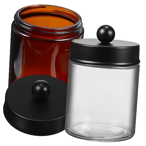 WOONEKY 2stücke Glasbehälter Mit Deckel Für Wattepads Badezimmer-organizer Aufbewahrungsbox Für Wattestäbchen Und Make-up-artikel Aus Hochwertigem Gefertigt von WOONEKY
