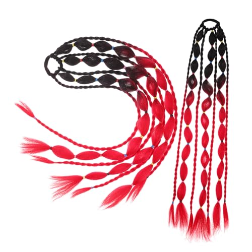 WOONEKY 2 Stück Bunte Leichte Ponytail Extensions mit Elastischem Haarband Lange Sichere Farbverlauf Perücken für Frauen Vielseitig für Party Cosplay Halloween Tägliches Styling von WOONEKY