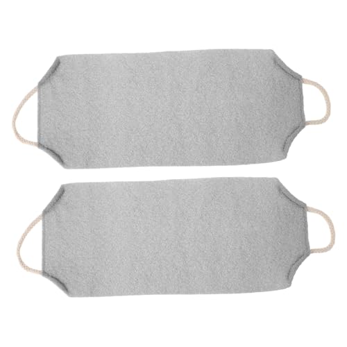 WOONEKY 2 Stück Dehnbares Exfoliations Handtuch für Rücken Effektives Körperpeeling für Dusche Beine und Füße Pflegezubehör Hellgrau für Gründliche und Einfachen Zugang von WOONEKY