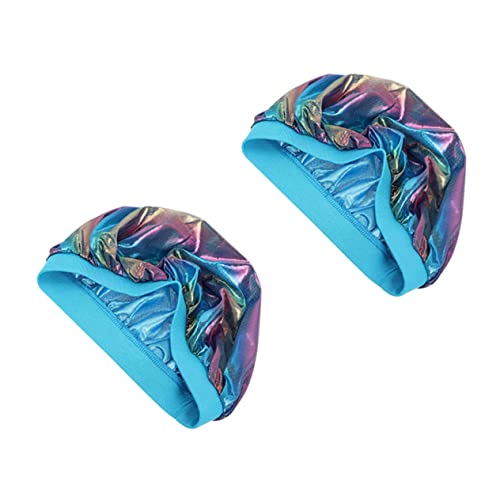 WOONEKY 2stücke Atmungsaktive Mütze Für Junge Mädchen Schlafmütze Haarschutzmütze Badekappe Dusche Cap Elastische Motorhaube Für Jungen Mädchen Kopfgröße Schutz von WOONEKY