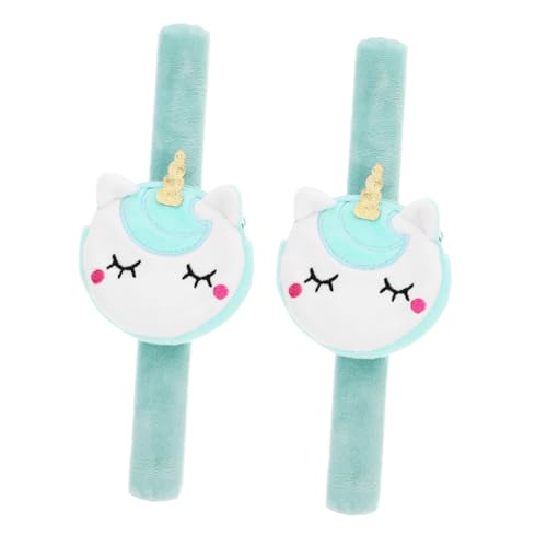 WOONEKY 2 Stück Einhorn Slap Armbänder mit Münzfach Niedlich Gestaltete Schnapparmbänder für Jungen und Mädchen Leichtes Langlebiges Party Accessoire für Kindergeburtstag und Alltag von WOONEKY