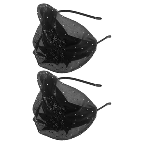 WOONEKY 2stücke Mesh-blumen-stirnband Hochzeitsfascinator Party-kopfbedeckung Cocktail-hut-stirnband Für Damen Und Mädchen Vintage-fascinator-haarband von WOONEKY