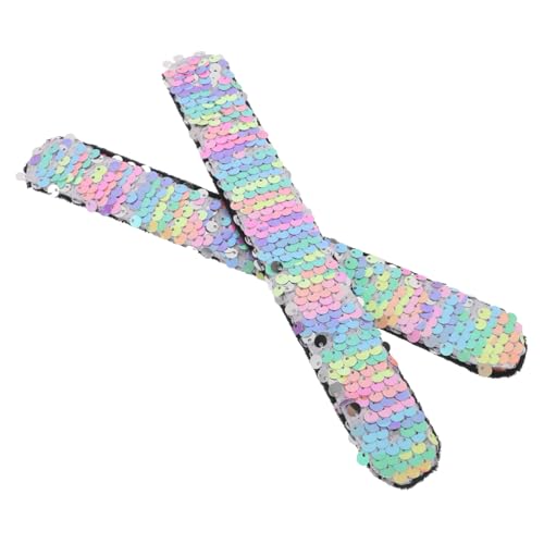 WOONEKY 2 Stück Glitter Slap Armbänder für Kinder Glitzer Armbänder für Mädchen Bequeme Hautfreundliche Druckknopfarmbänder für Partys und Alltag Sicheres Design mit Abgerundeten Kanten von WOONEKY