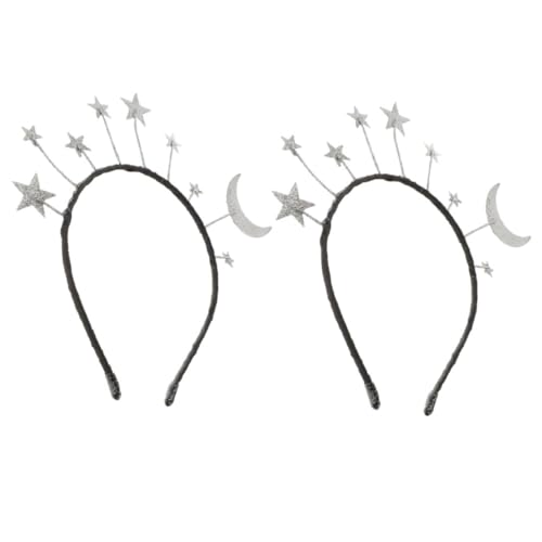 WOONEKY 2 Stück Glitzernde Sternförmige Haarreifen Damen Metall Haarband Leichtes Party Haarschmuck Elegante Stern Form Komfortabel und Modisch für Geburtstag und Alltag von WOONEKY