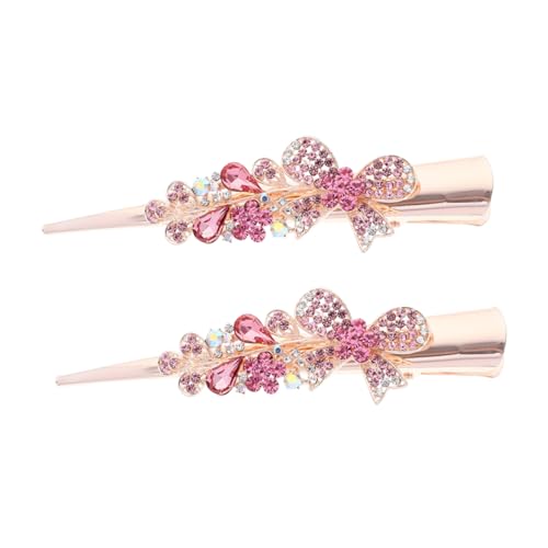 WOONEKY 2 Stück Große Haarklammer mit Strass Schleife Rutschfester Alligator Haarclip aus Langlebiger Funkelnder Haarschmuck für Frauen und Mädchen Accessoire für Partys und Hochzeiten von WOONEKY