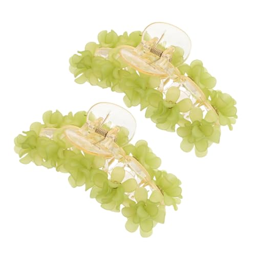 WOONEKY 2 Stück Grüne Große Blumen Haarklammern Stabile Shark Clip Haarschmuck mit Mehrblütigem Design Starker für Damen Eleganter Look für Alltag Party und Outdoor Frühling Sommer von WOONEKY