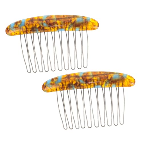 WOONEKY 2 Stück Haarkämme mit Marmoroptik Französische Steckkämme mit langlebigen Metall Zähnen Komfortables Design für Braut Partyfrisuren Stilvolle Haarschmuck Damen von WOONEKY