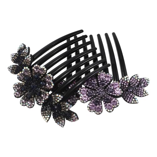 WOONEKY 2 Stück Haarkämme: Glitzernde Haarnadel mit Kunststoffzähnen für Frauen – Glänzende Haarspange mit Strass – Hochzeitskamm, Brautschmuck von WOONEKY