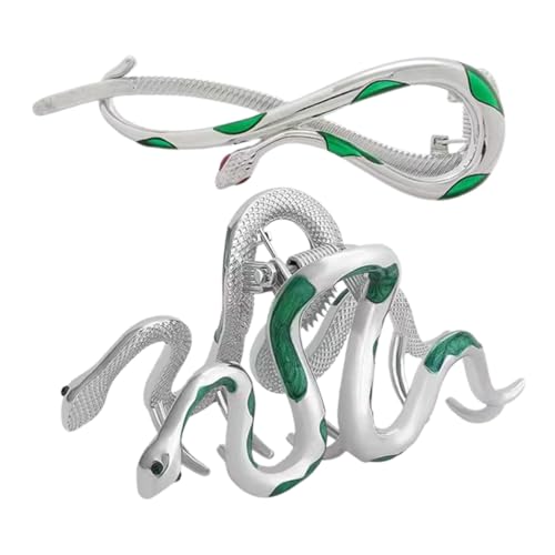 WOONEKY 2 Stück Haarklammer Schlange Design Metall Haarkralle Große Haarclips Schmerzfrei Damen Haarschmuck Alltag Festival Styling Accessoire von WOONEKY