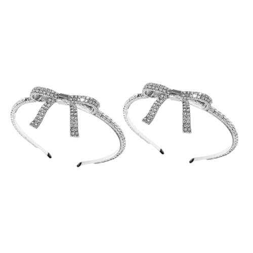 WOONEKY 2 Stück Haarschmuck Stirnband mit Funkelnder Strass Schleife Braut Haarreif für Hochzeit Geburtstagsfeier und Festliche Anlässe Glitzernde Tiara für Damen Einfaches Ausziehen von WOONEKY