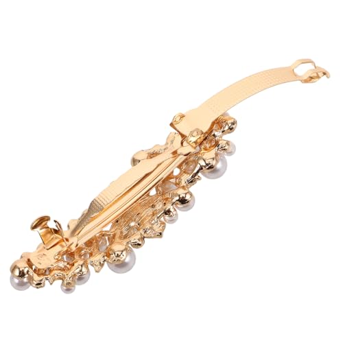 WOONEKY 2 Stück Haarspangen mit Perlen und Strasssteinen Französische Haarklammern für Damen Sicherer durch Federmechanismus Leicht und Kompakt für Alltag und Hochzeitsfrisuren von WOONEKY