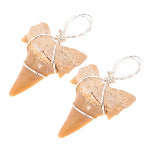 WOONEKY 2 Stück Haifischzahn Anhänger Halskette für Selbstgemacht Schmuck Metall Haifischzahn Männer Halskette Strand Dekoration Multifunktional von WOONEKY