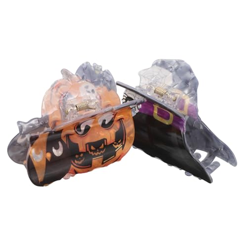 WOONEKY 2 Stück Halloween Haarschmuck Süße Fledermaus Haarspange Mädchen Kopfbedeckung Horror Haarspangen Horror Haarschmuck Spinnen Kieferklemme Kürbis Haarnadeln von WOONEKY
