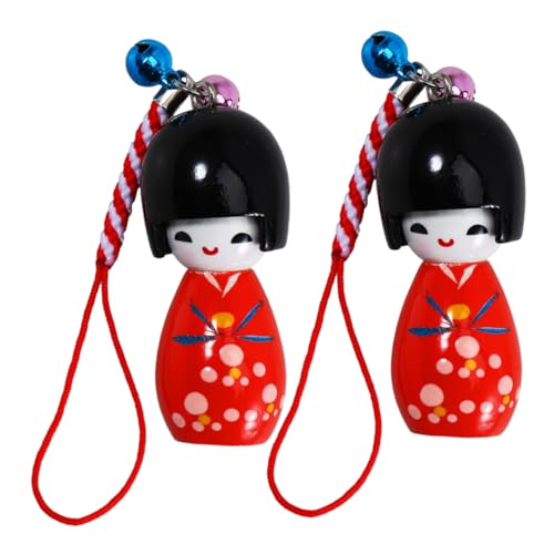 WOONEKY 2 Stück Japanische Kimono Puppen Schlüsselanhänger Traditionelle Japanische Holzfiguren für Taschen Auto Innenraum und Heimdekoration Rot WOONEKY 2 Stück Japanische Kimono Puppen Schlüsselanhänger Traditionelle Japanische Holzfiguren für Taschen Auto Innenraum und Heimdekoration Rot von WOONEKY