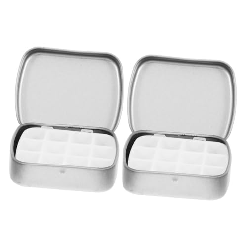 WOONEKY 2 Stück Kompakte Metall Transportpalette mit Deckel Leere Aquarell und Nagellack Aufbewahrungsbox für Künstler Faltbarer Nageltechnik Organizer Langlebig Leicht zu Reinigen für von WOONEKY